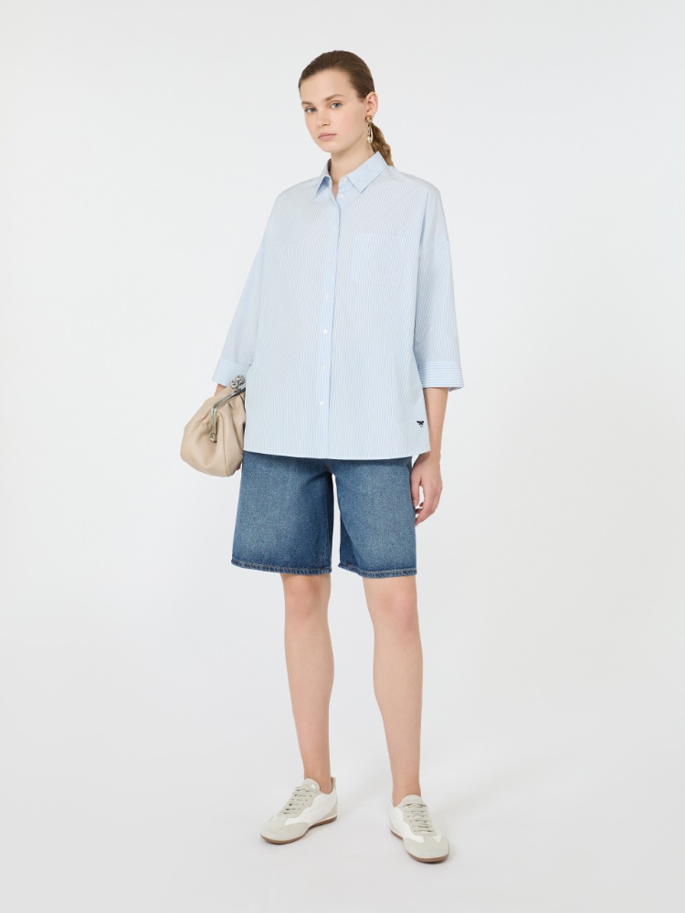 Boxy cotton poplin shirt - LIGHT BLUE