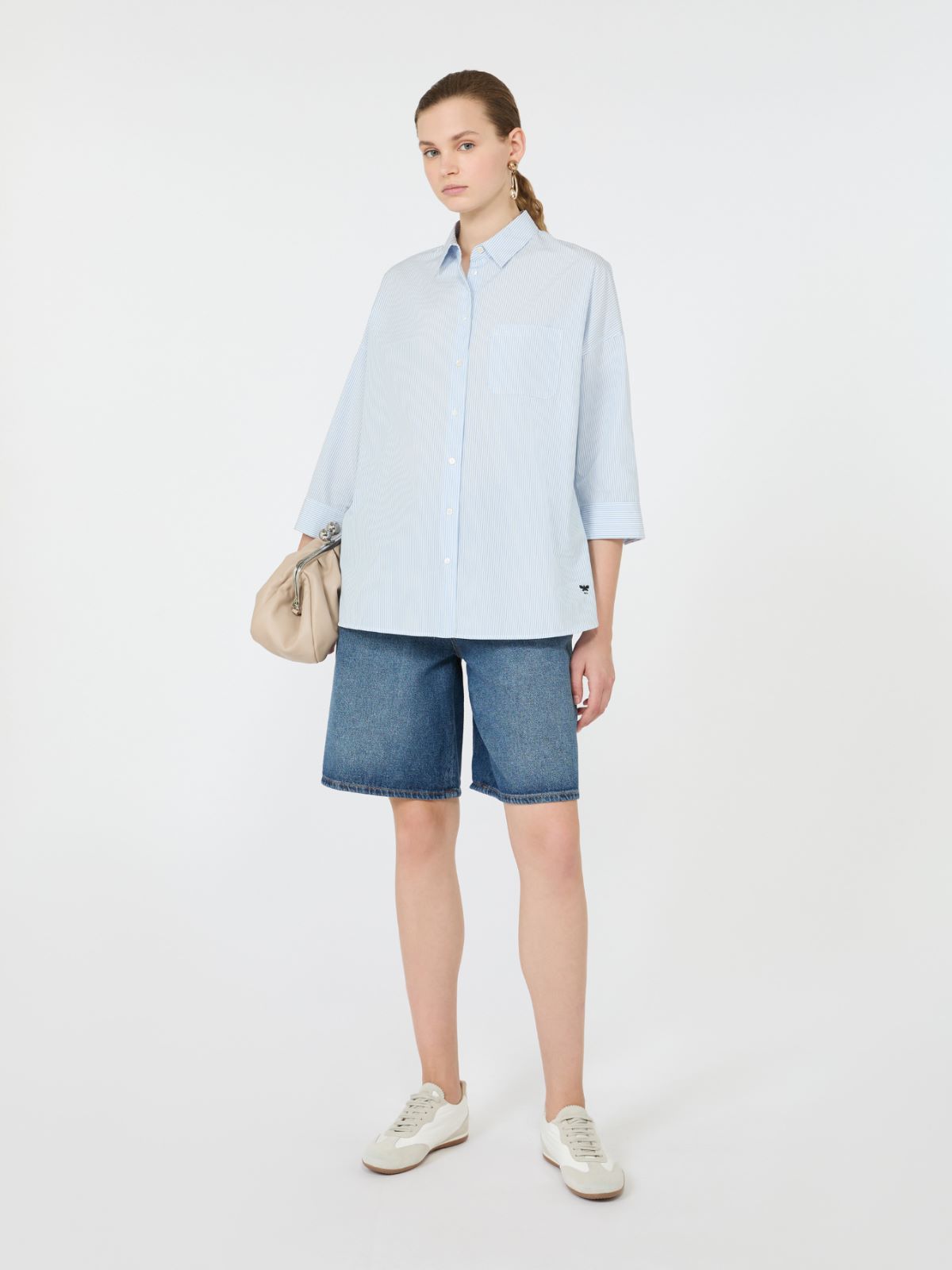 Boxy cotton poplin shirt - LIGHT BLUE - Max Mara