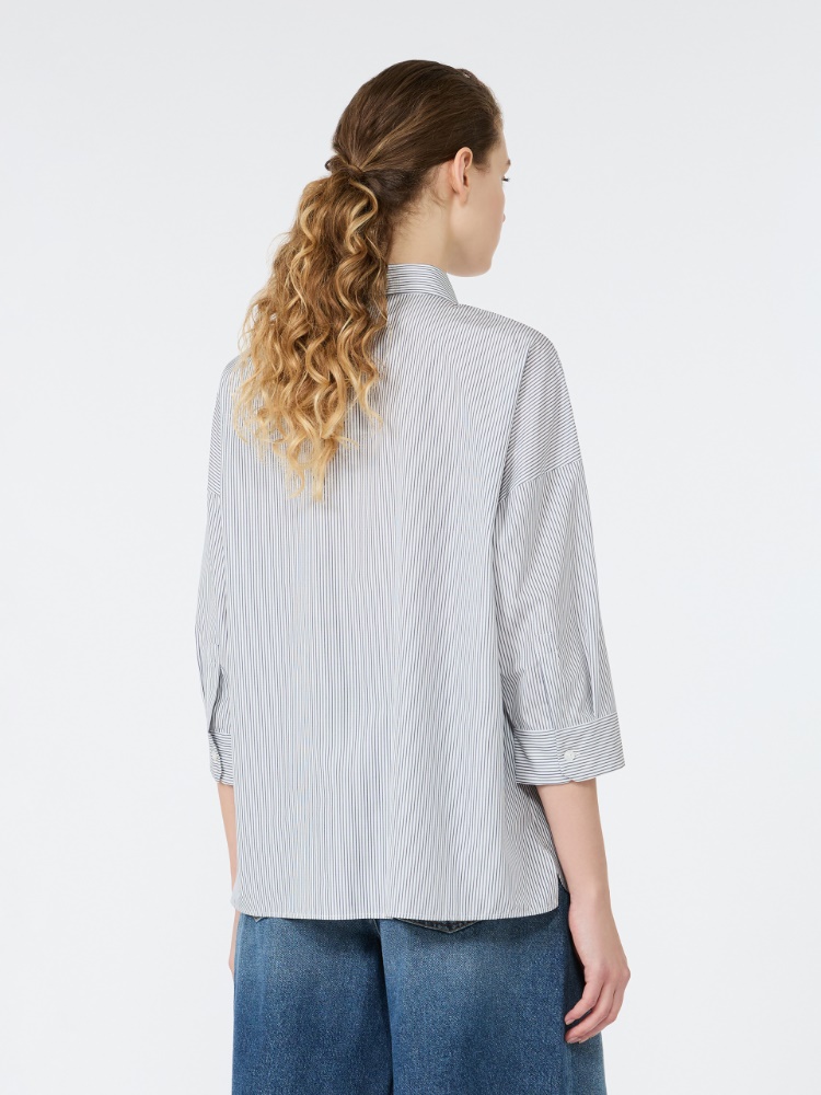 Boxy cotton poplin shirt - NAVY - 3