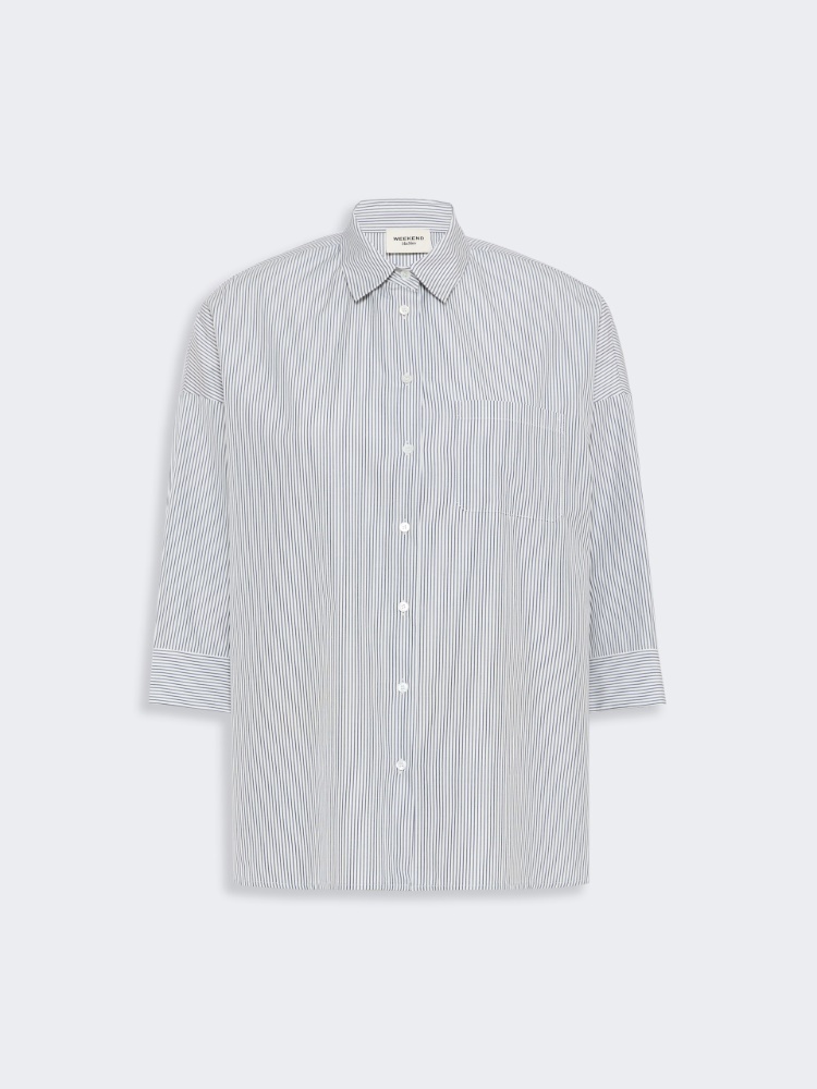 Boxy cotton poplin shirt - NAVY - 6