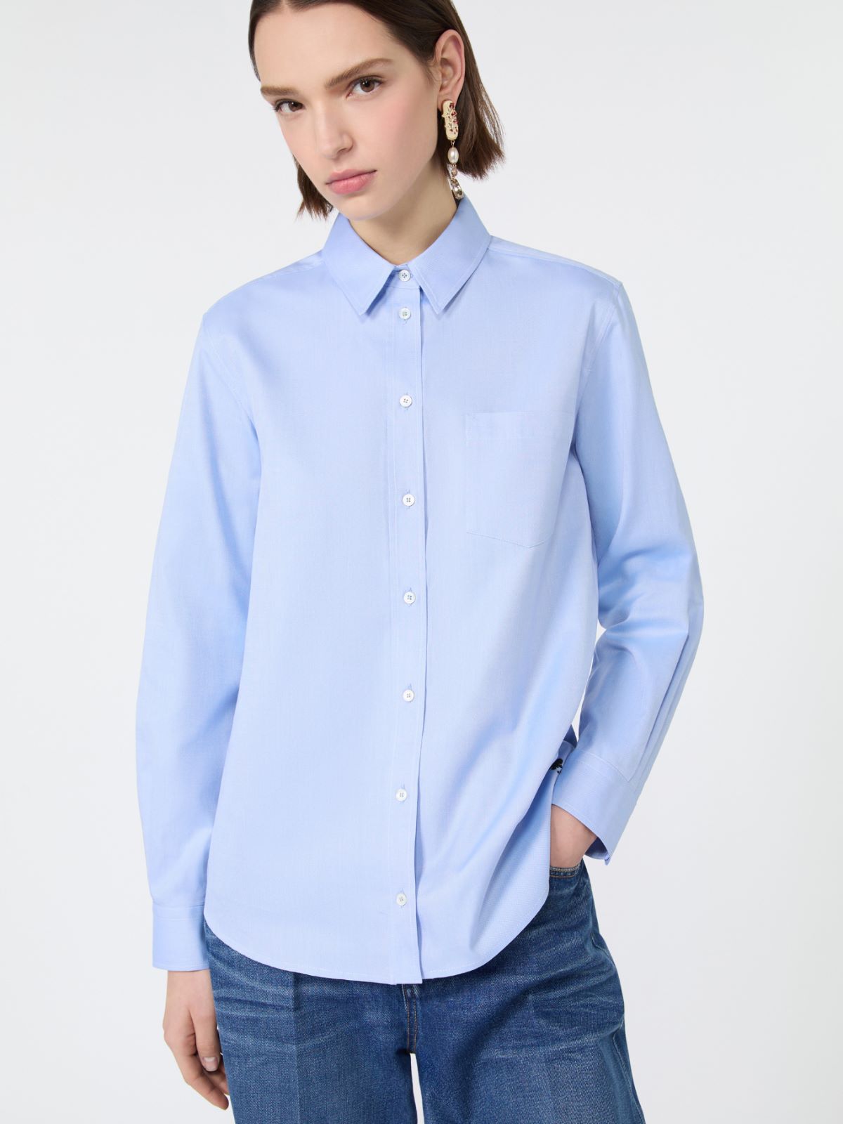 Cotton Oxford shirt - LIGHT BLUE - Max Mara - 4