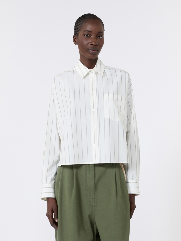 Cotton shirt with a contrasting back - BROWN - Max Mara - 2