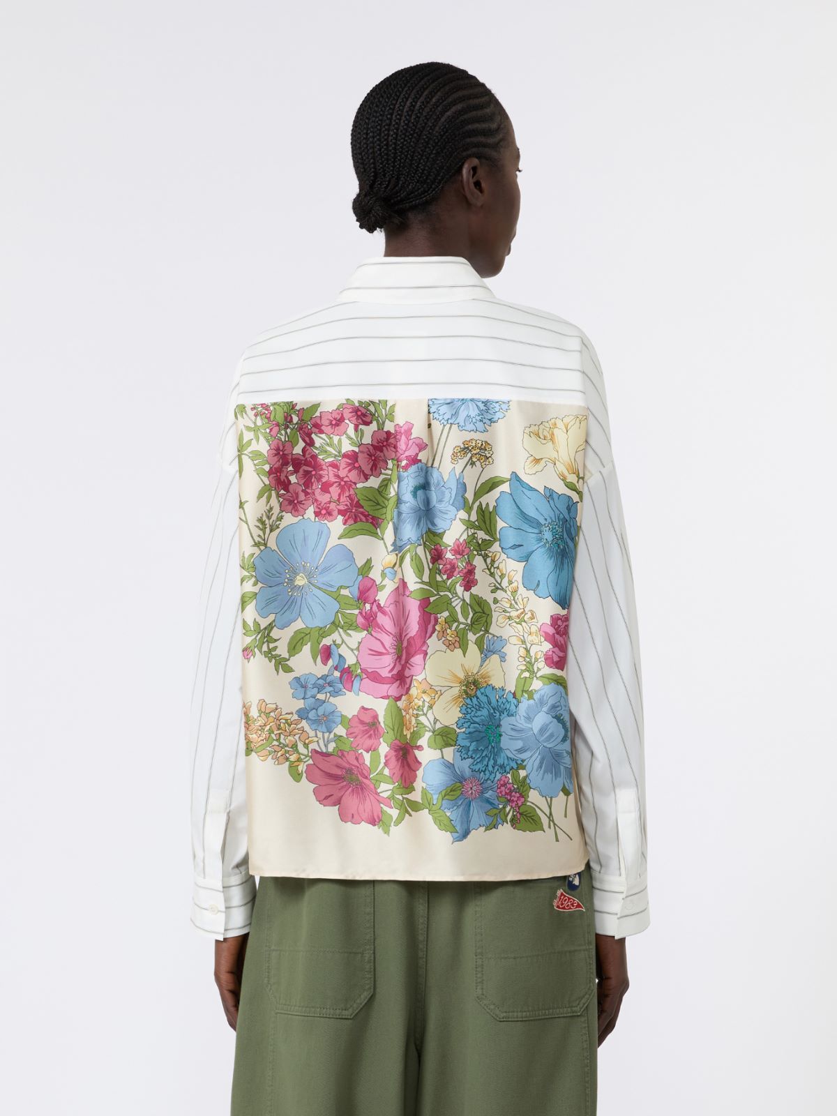 Cotton shirt with a contrasting back - BROWN - Max Mara - 3
