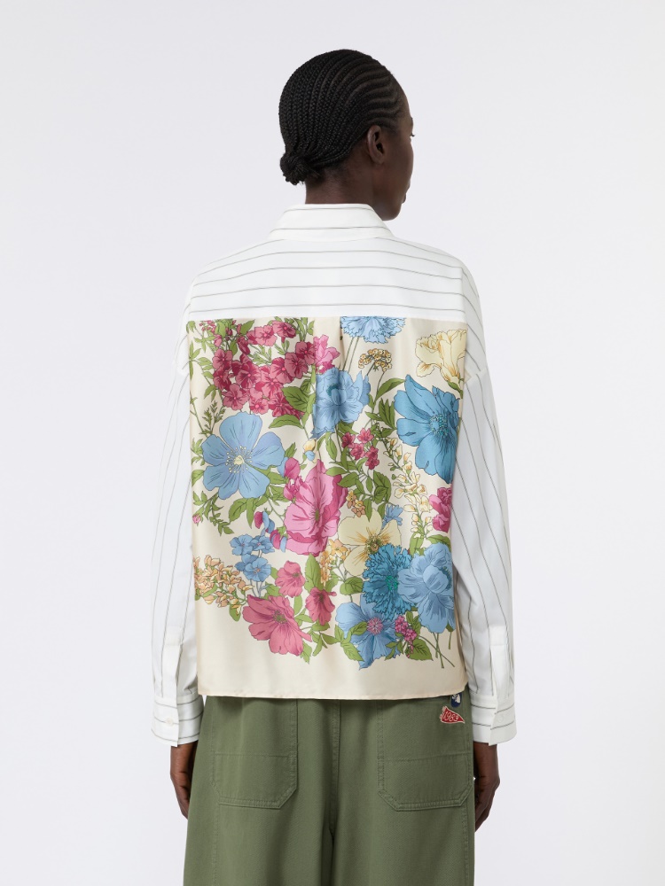 Cotton shirt with a contrasting back - BROWN - Max Mara - 3