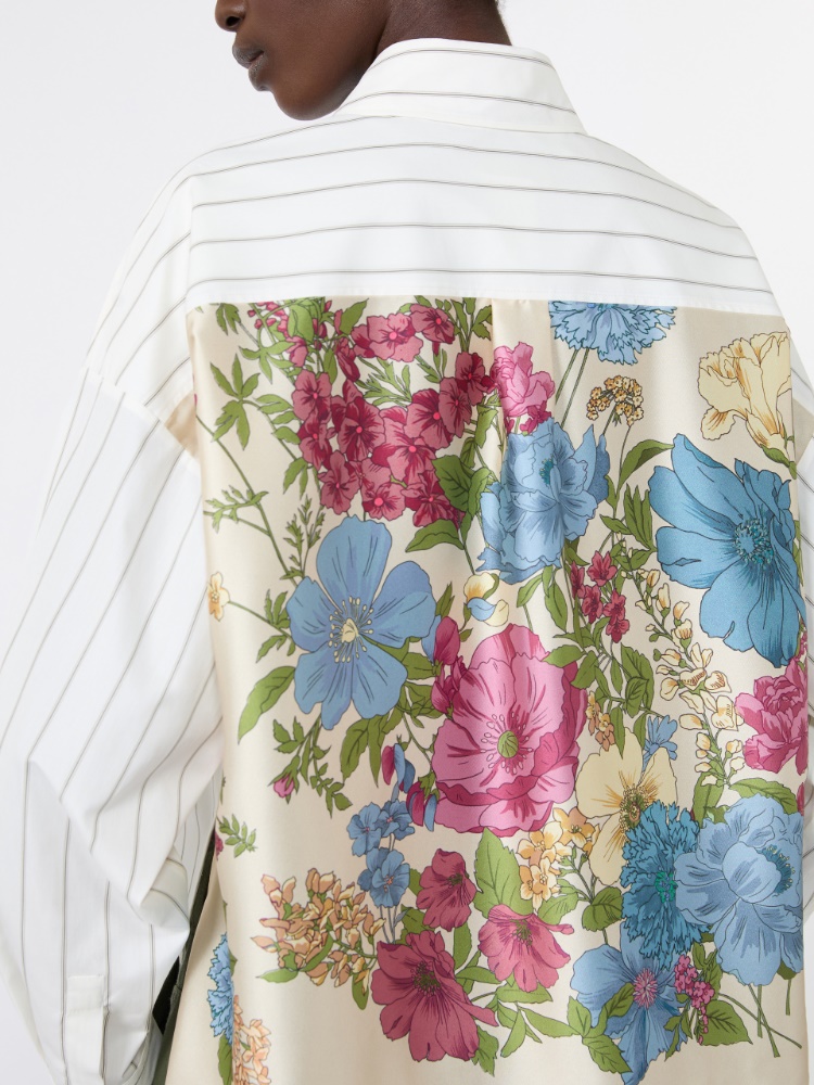 Cotton shirt with a contrasting back - BROWN
