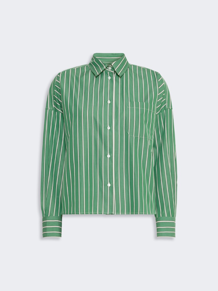 Striped poplin boxy shirt - GREEN
