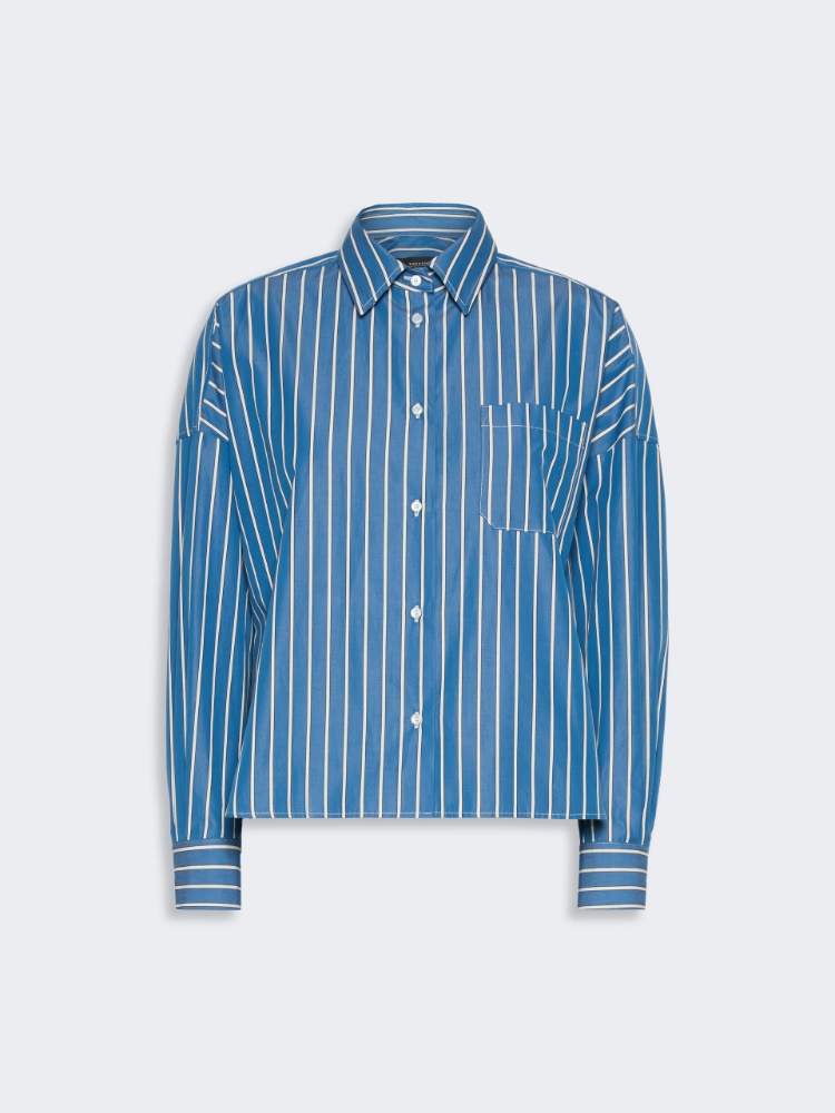 Striped poplin boxy shirt - CORNFLOWER BLUE