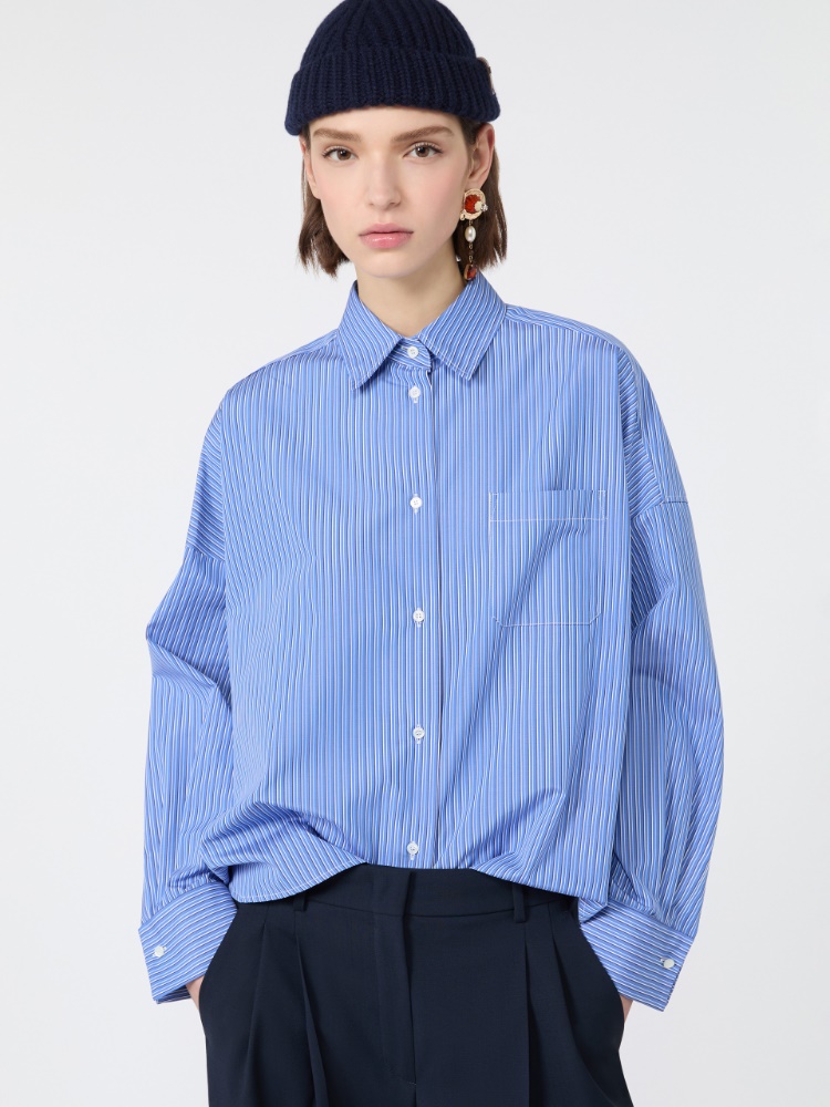 Cotton poplin shirt - CORNFLOWER BLUE - Max Mara - 4