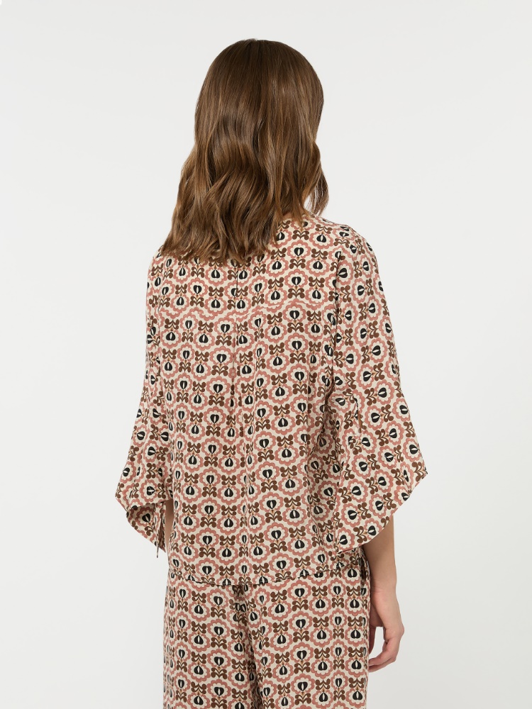 Printed silk crepe de chine blouse - ANTIQUE ROSE - 3