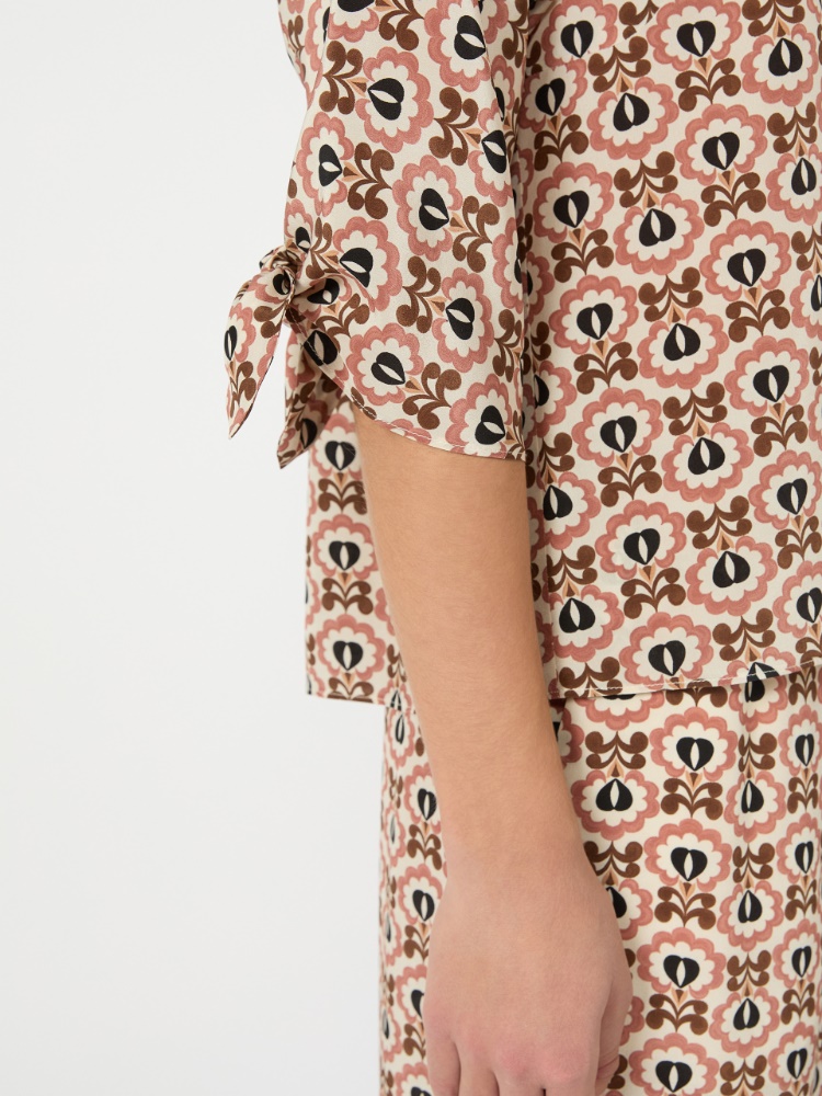 Printed silk crepe de chine blouse - ANTIQUE ROSE - 5