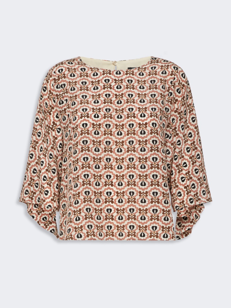 Printed silk crepe de chine blouse - ANTIQUE ROSE - 6