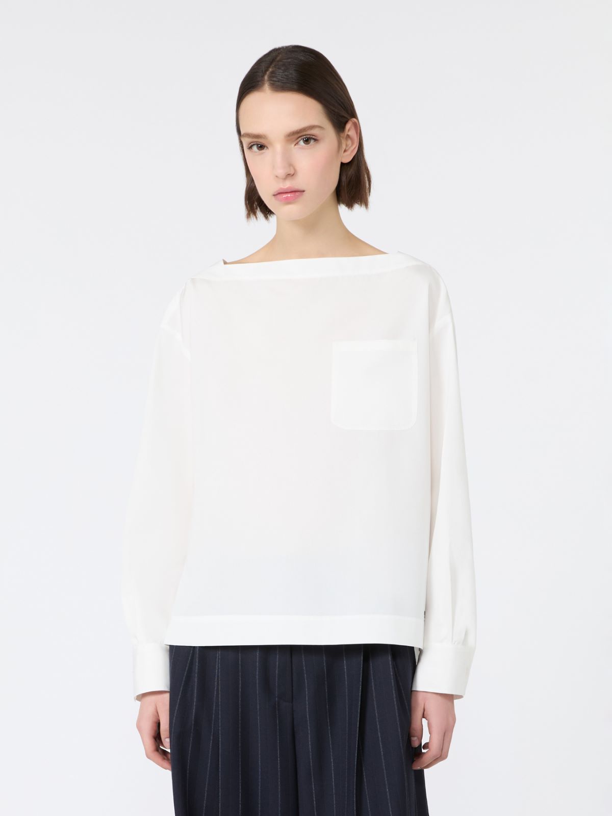 Cotton poplin blouse - WHITE - Max Mara - 2