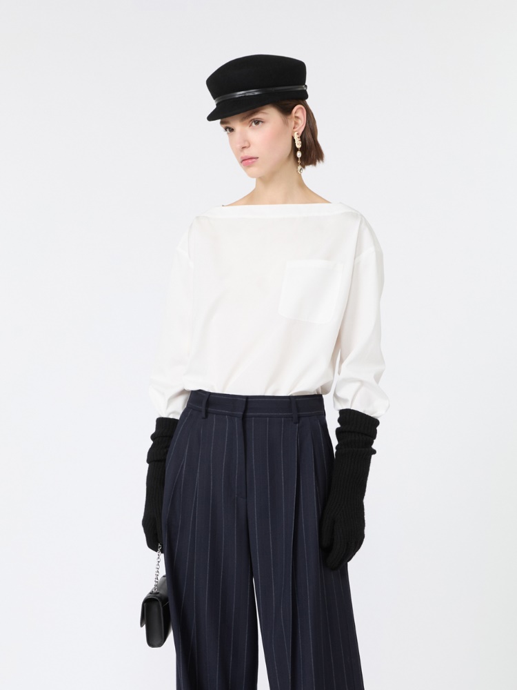 Cotton poplin blouse - WHITE - Max Mara - 4