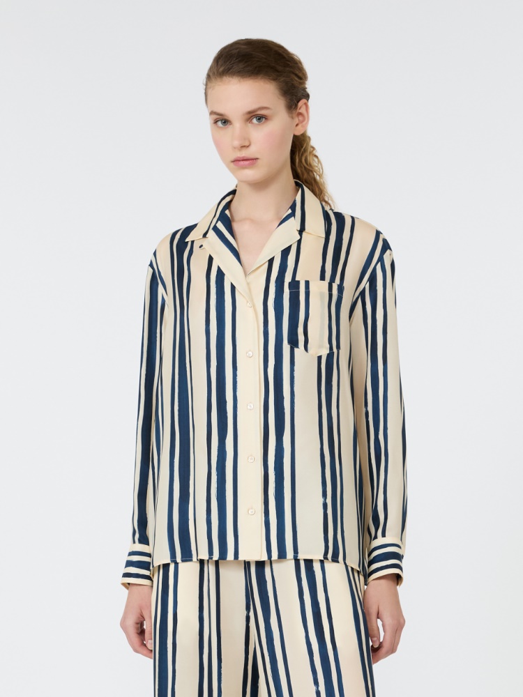 Printed silk shirt - NAVY - 2