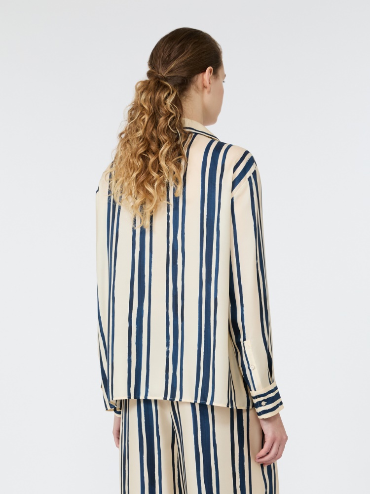 Printed silk shirt - NAVY - 3