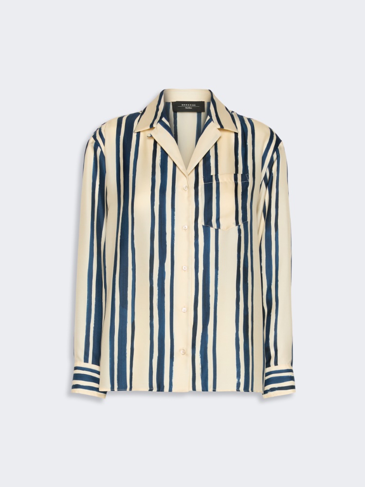 Printed silk shirt - NAVY - 5