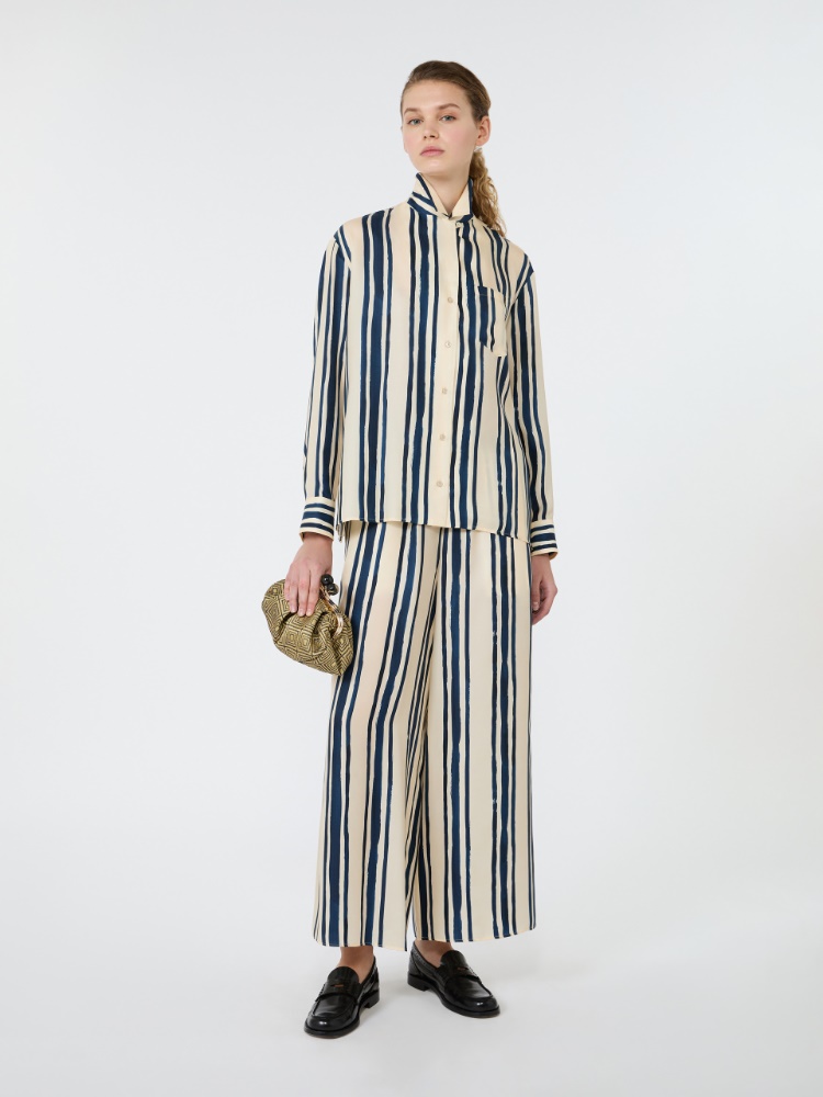 Printed silk shirt - NAVY