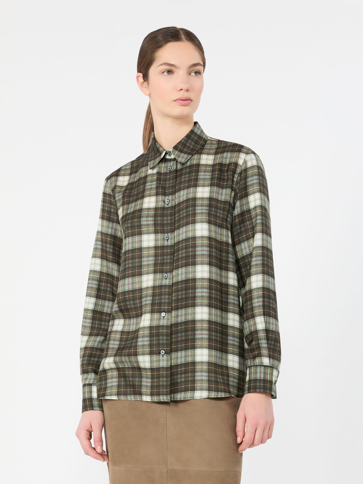 Camicia in twill di seta Check - VERDE KAKI - Max Mara - 2