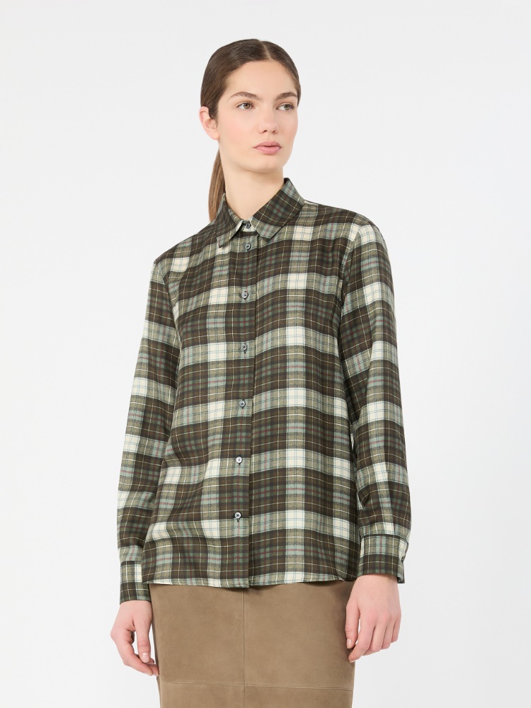 Camicia in twill di seta Check - VERDE KAKI - Max Mara - 2