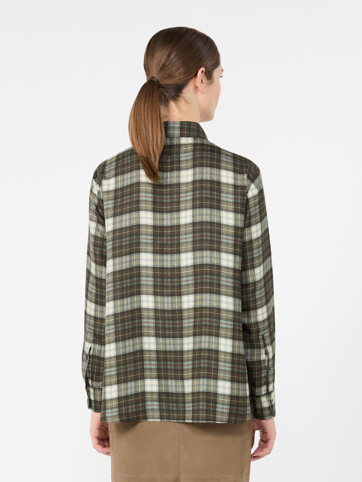 Camicia in twill di seta Check - VERDE KAKI - Max Mara - 3