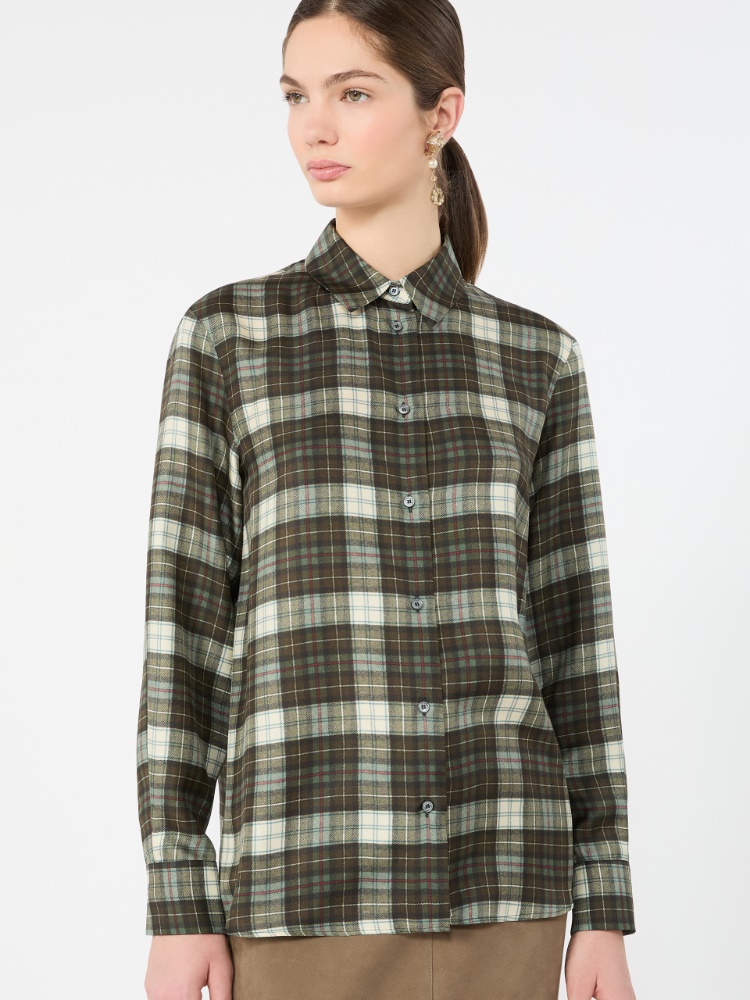Camicia in twill di seta Check - VERDE KAKI - Max Mara - 4