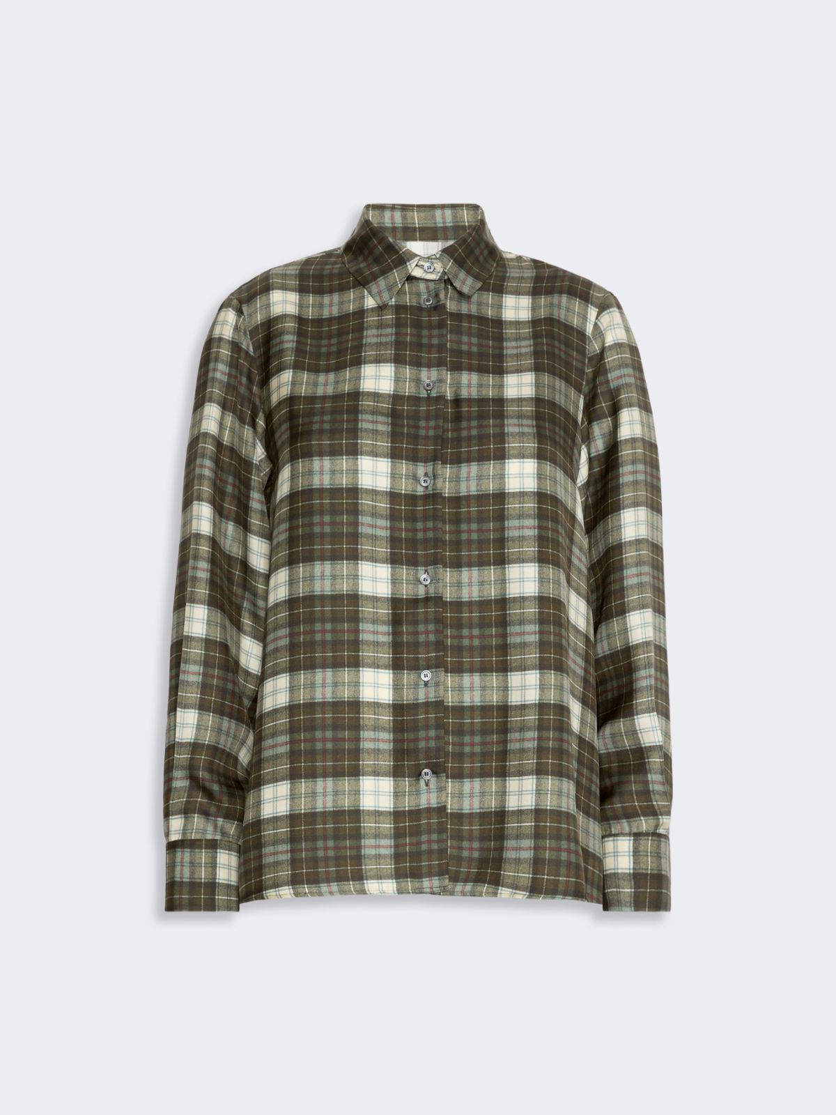 Checked silk twill shirt - KAKI - Max Mara - 5