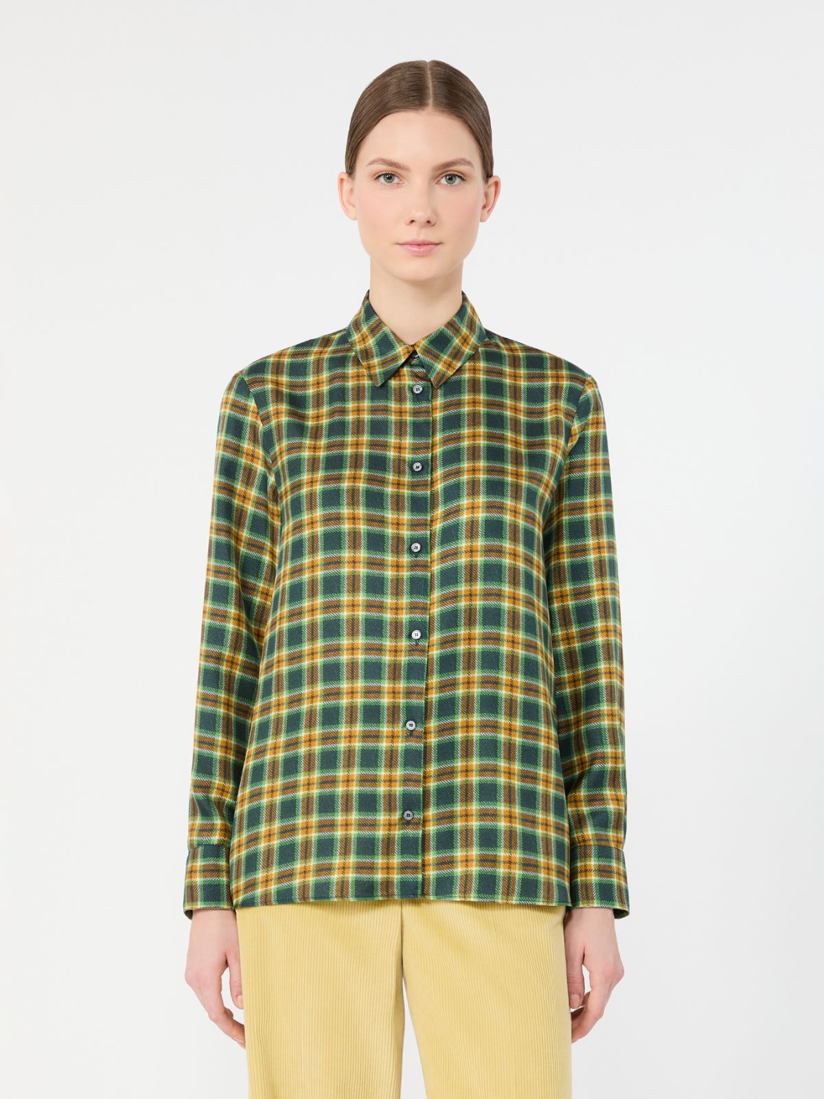 Camicia in twill di seta Check - VERDE - Max Mara - 2
