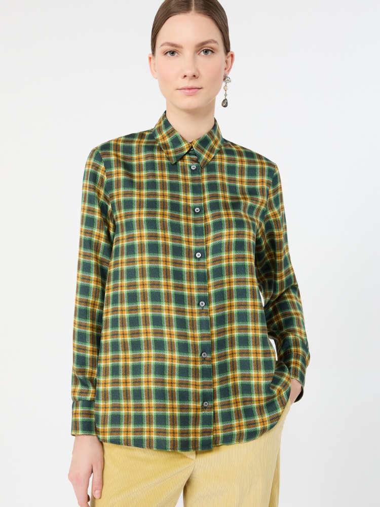 Camicia in twill di seta Check - VERDE - Max Mara - 4