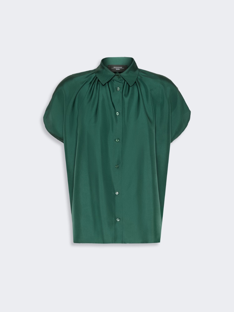 Loose shirt in habotai silk - DARK GREEN