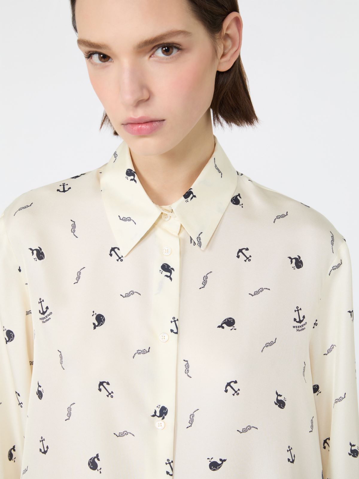 Printed silk shirt - IVORY - Max Mara - 5