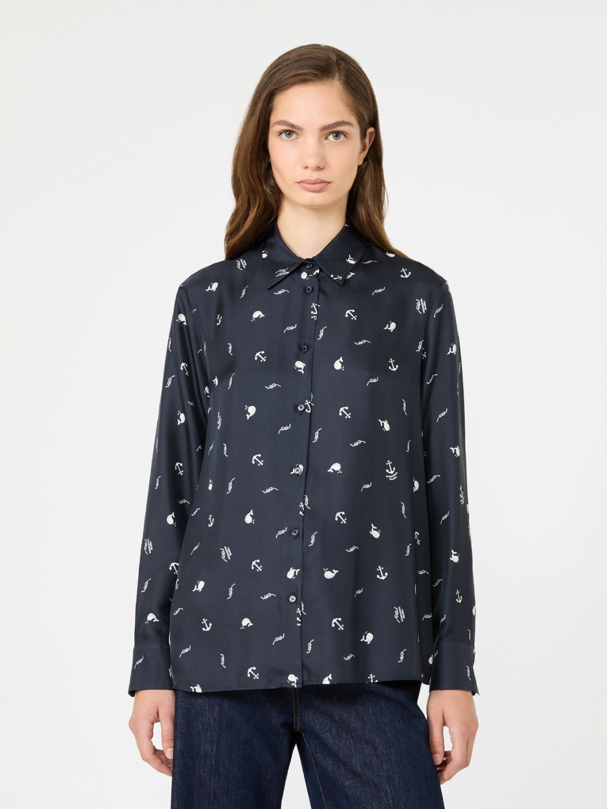 Printed silk shirt - NAVY - Max Mara - 2
