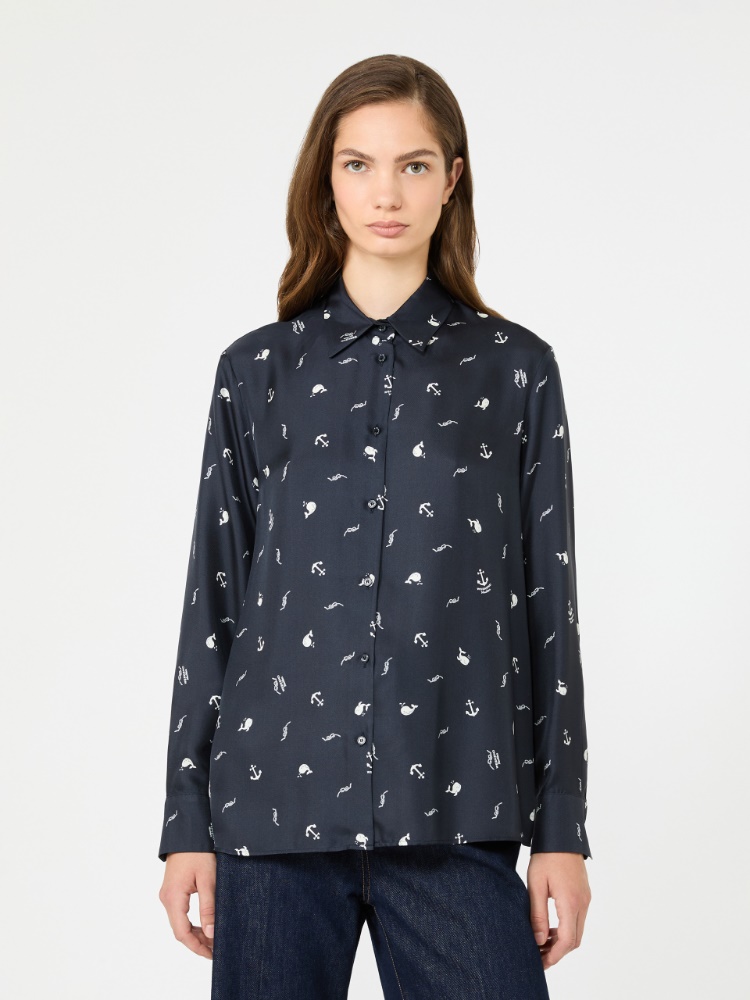 Printed silk shirt - NAVY - Max Mara - 2