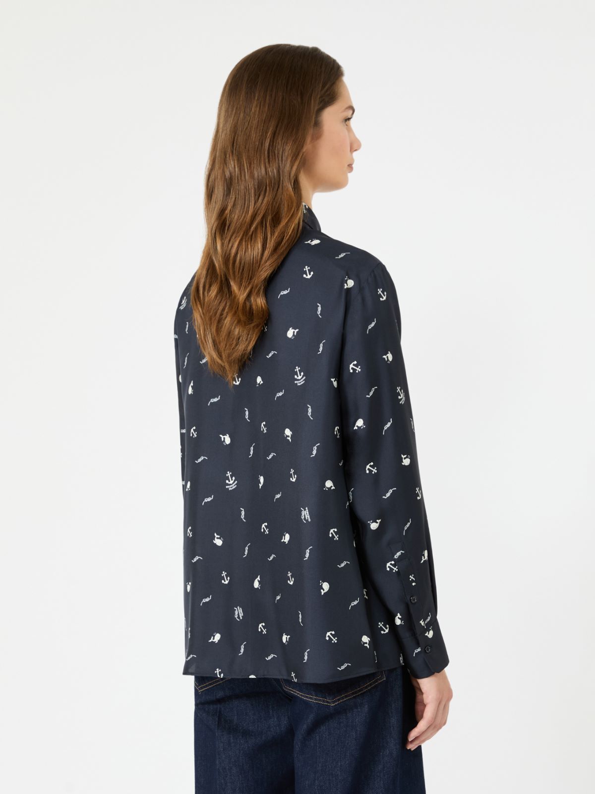 Printed silk shirt - NAVY - Max Mara - 3