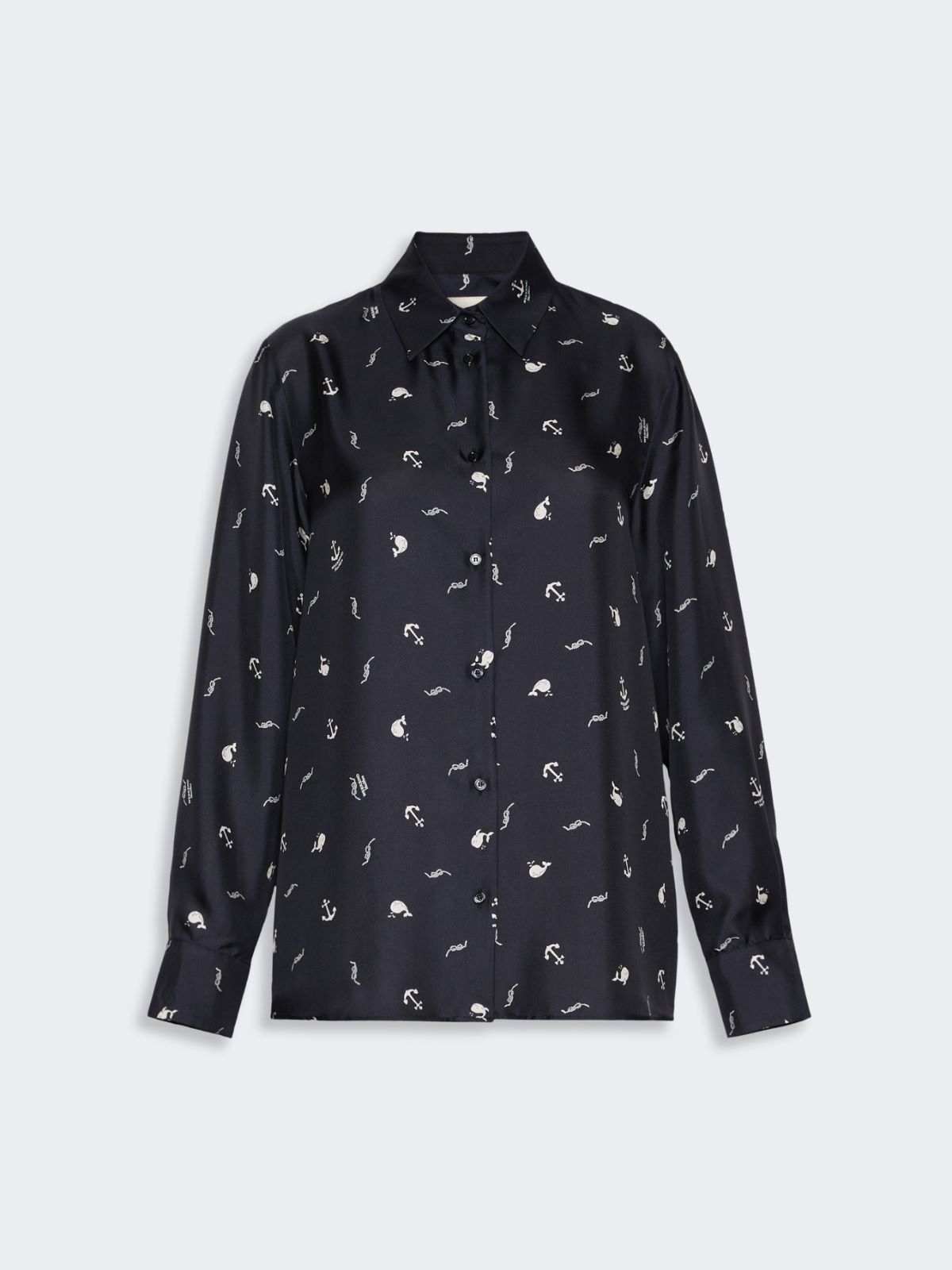 Printed silk shirt - NAVY - Max Mara - 5