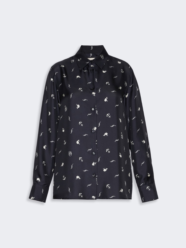 Printed silk shirt - NAVY
