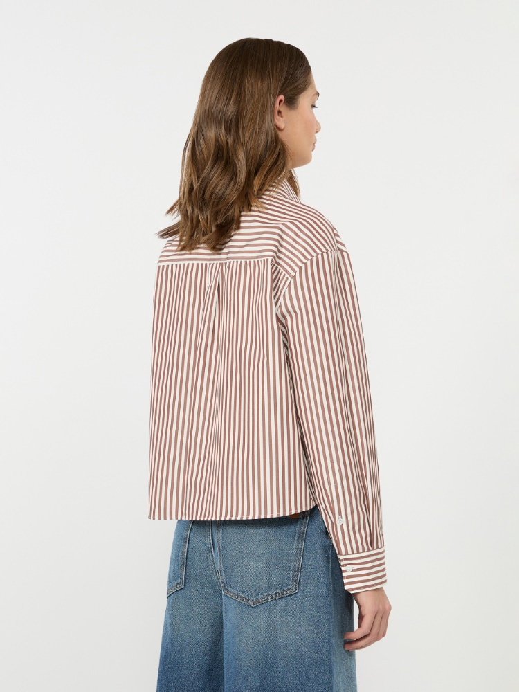 Cotton poplin shirt - TERRA COTTA - 3
