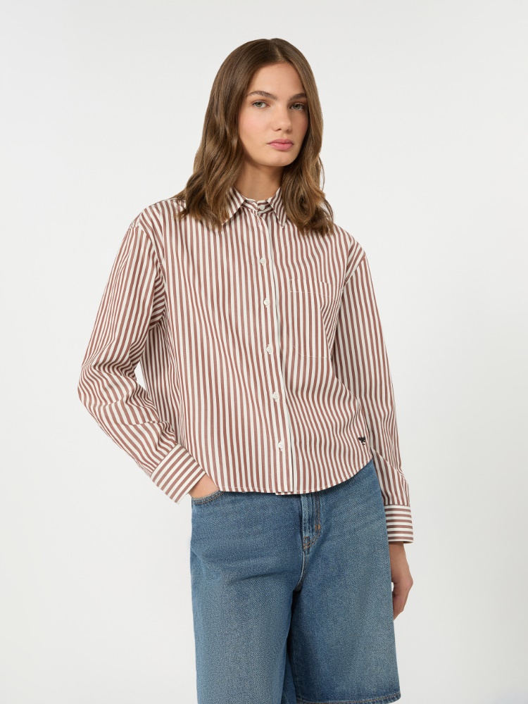 Cotton poplin shirt - TERRA COTTA - 4