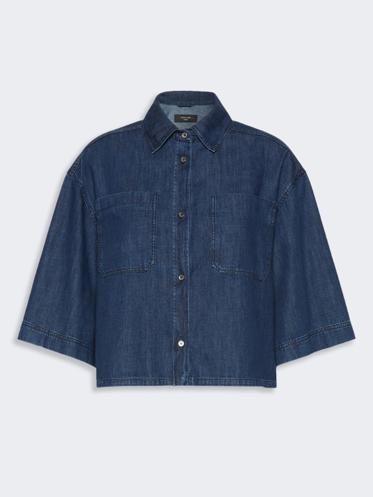 Boxy denim shirt - NAVY