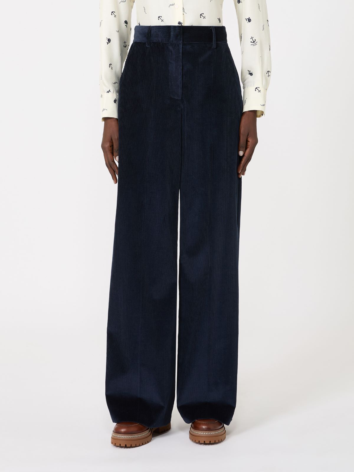 Cotton velvet trousers - NAVY - Max Mara - 2