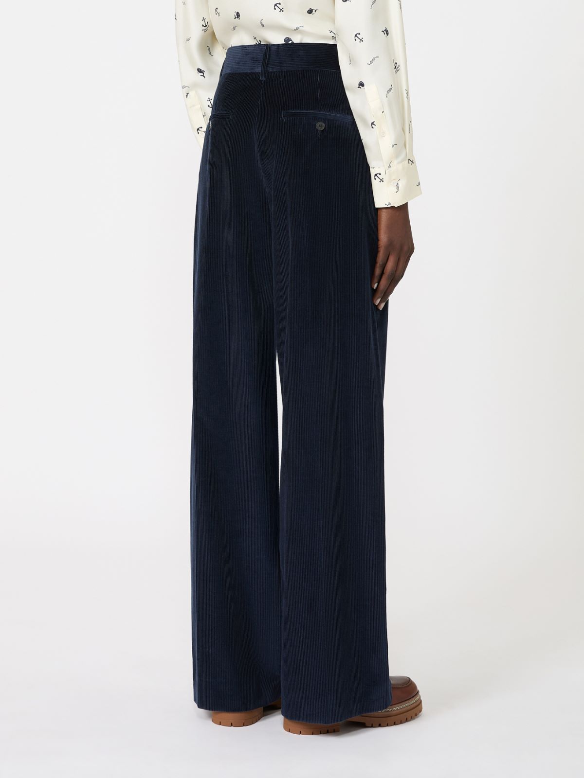 Cotton velvet trousers - NAVY - Max Mara - 3