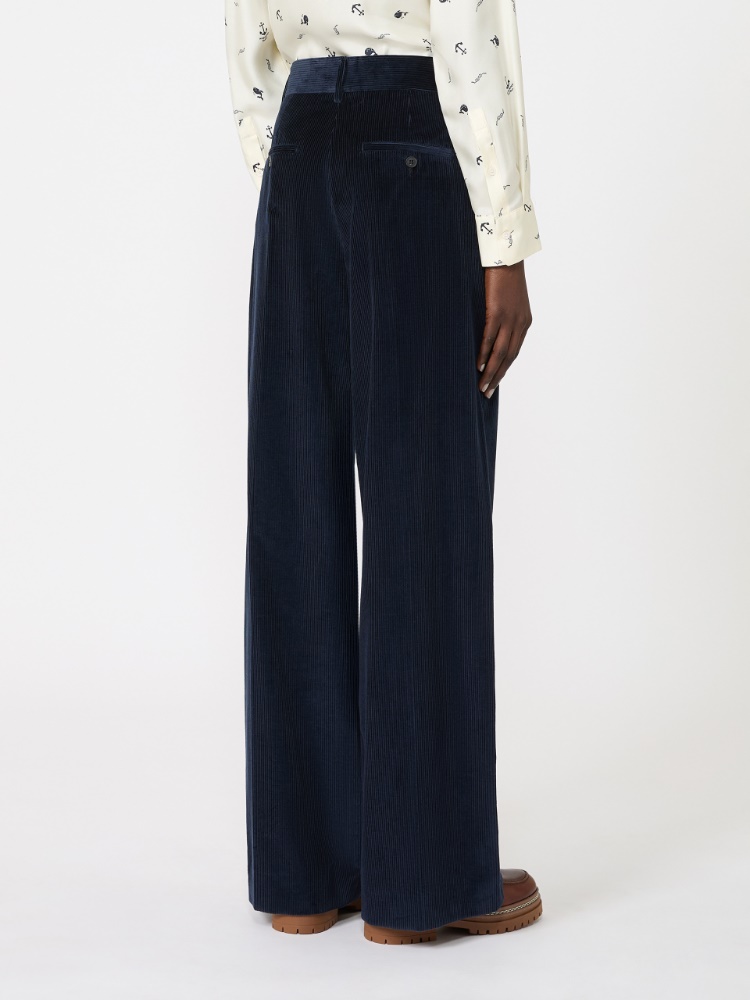 Cotton velvet trousers - NAVY - Max Mara - 3