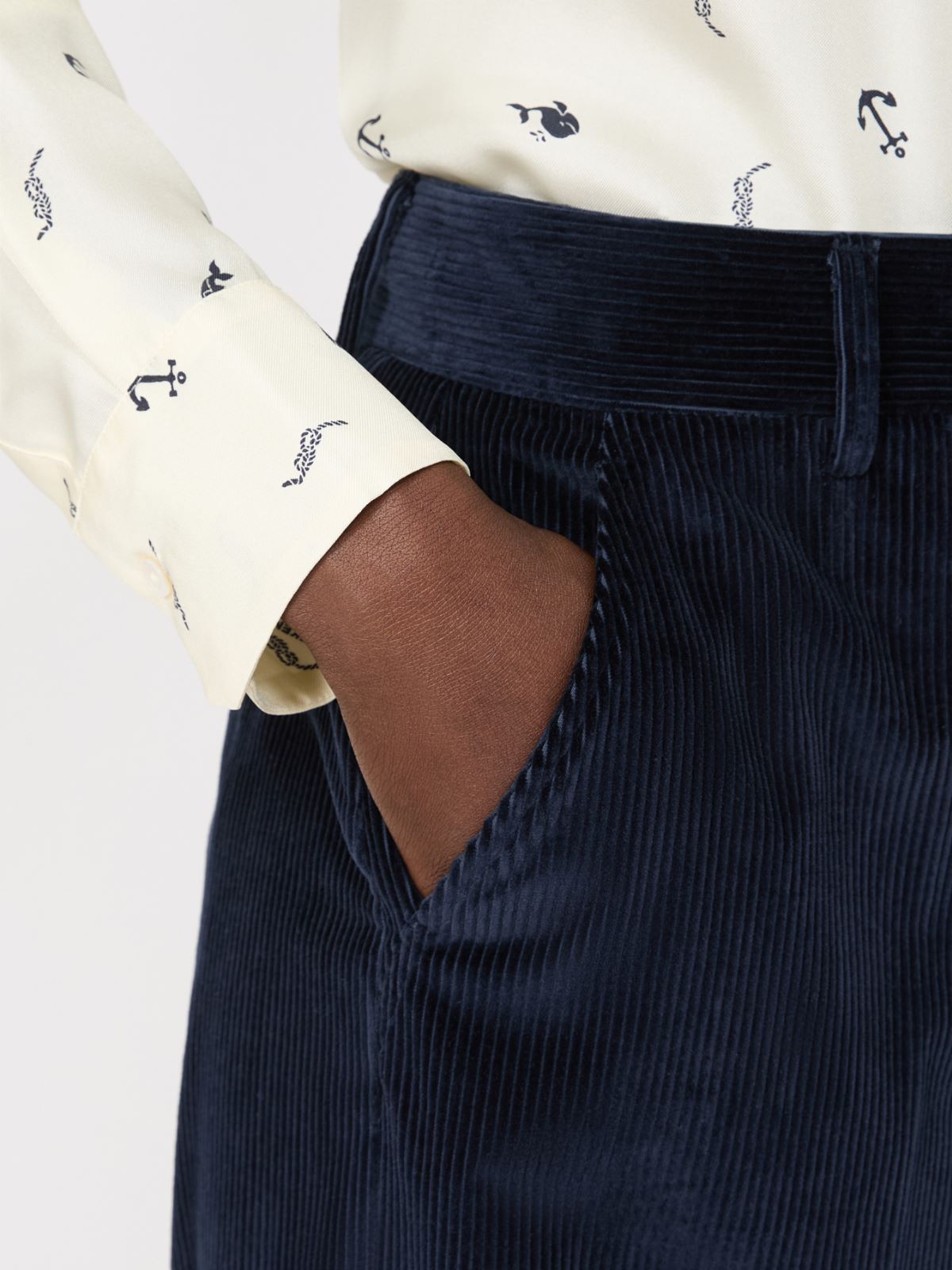 Cotton velvet trousers - NAVY - Max Mara - 4
