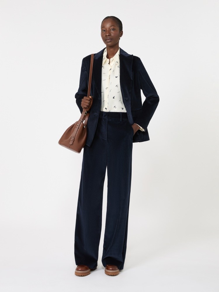 Cotton velvet trousers - NAVY