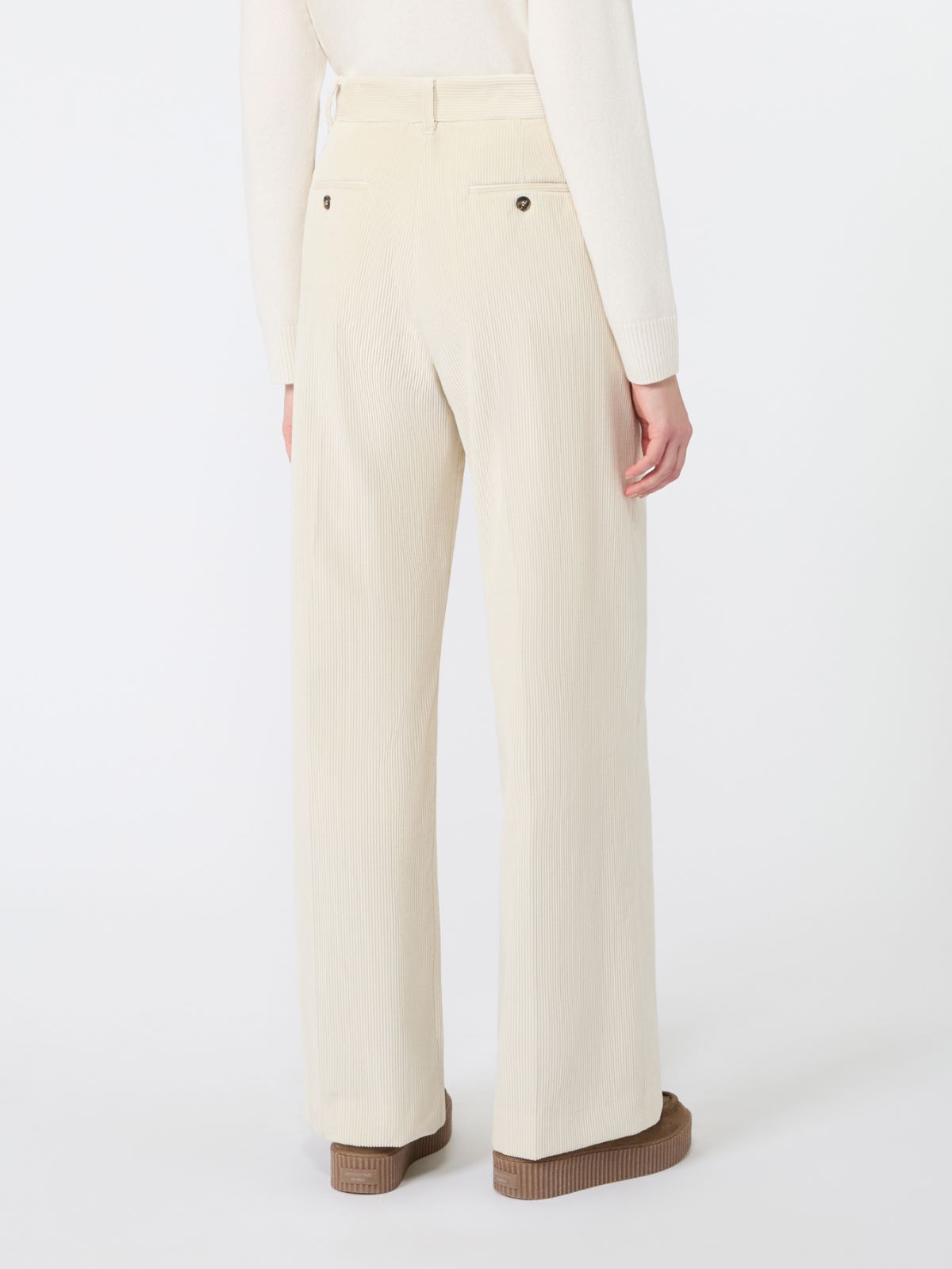 Cotton velvet trousers - IVORY - Max Mara - 3