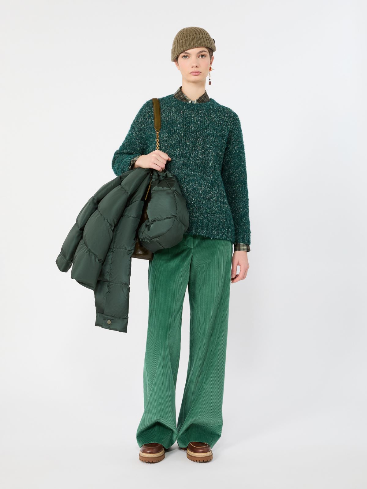 Cotton velvet trousers - GREEN