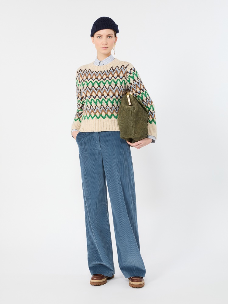 Cotton velvet trousers - LIGHT BLUE - Max Mara