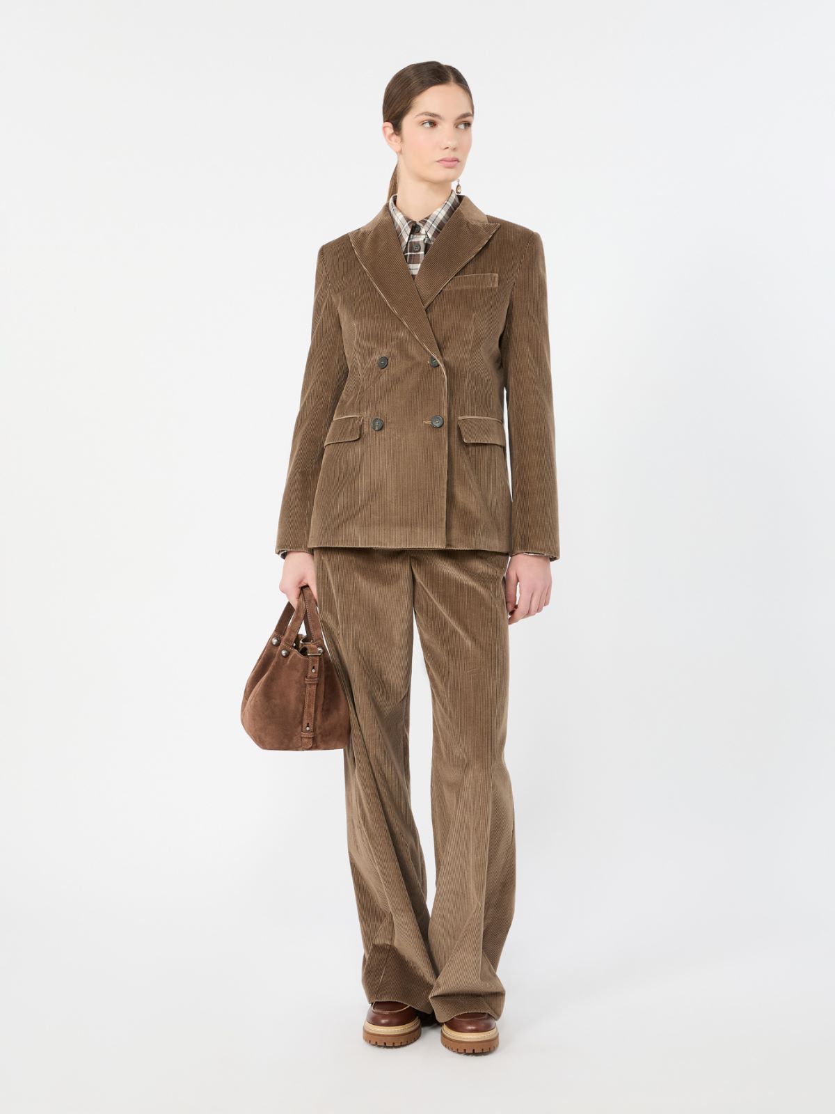 Cotton velvet trousers - LIGHT BROWN - Max Mara