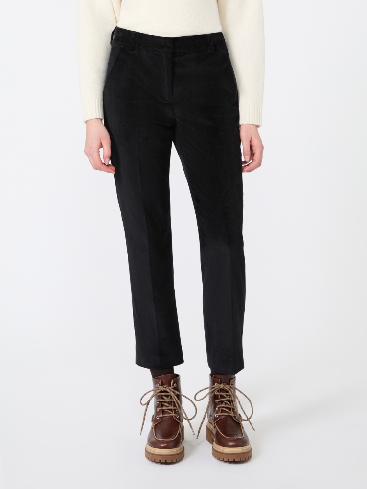Cotton velvet cropped trousers - BLACK - Max Mara - 2