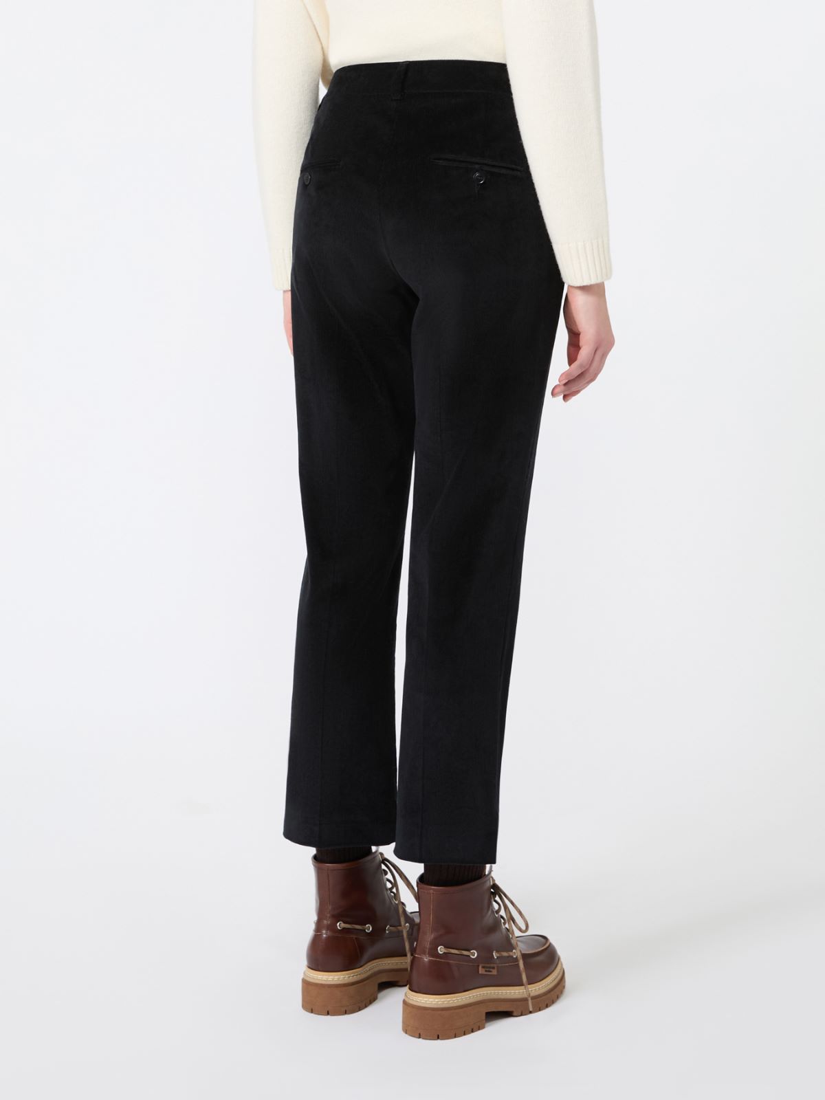Cotton velvet cropped trousers - BLACK - Max Mara - 3
