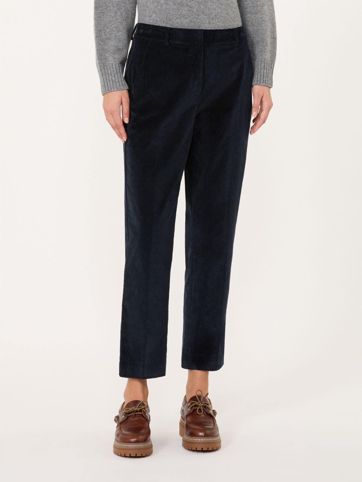 Cotton velvet cropped trousers - ULTRAMARINE - Max Mara - 2